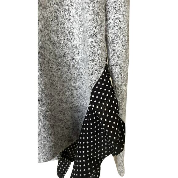 MONTEAU gray ultra soft sweater key hope black polka dot collar and trim size L - Picture 5 of 9